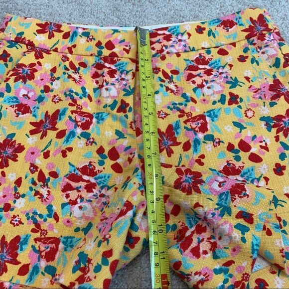 J.CREW yellow floral flower tropical cargo shorts pockets Sz 0 NWOT - Picture 10 of 11
